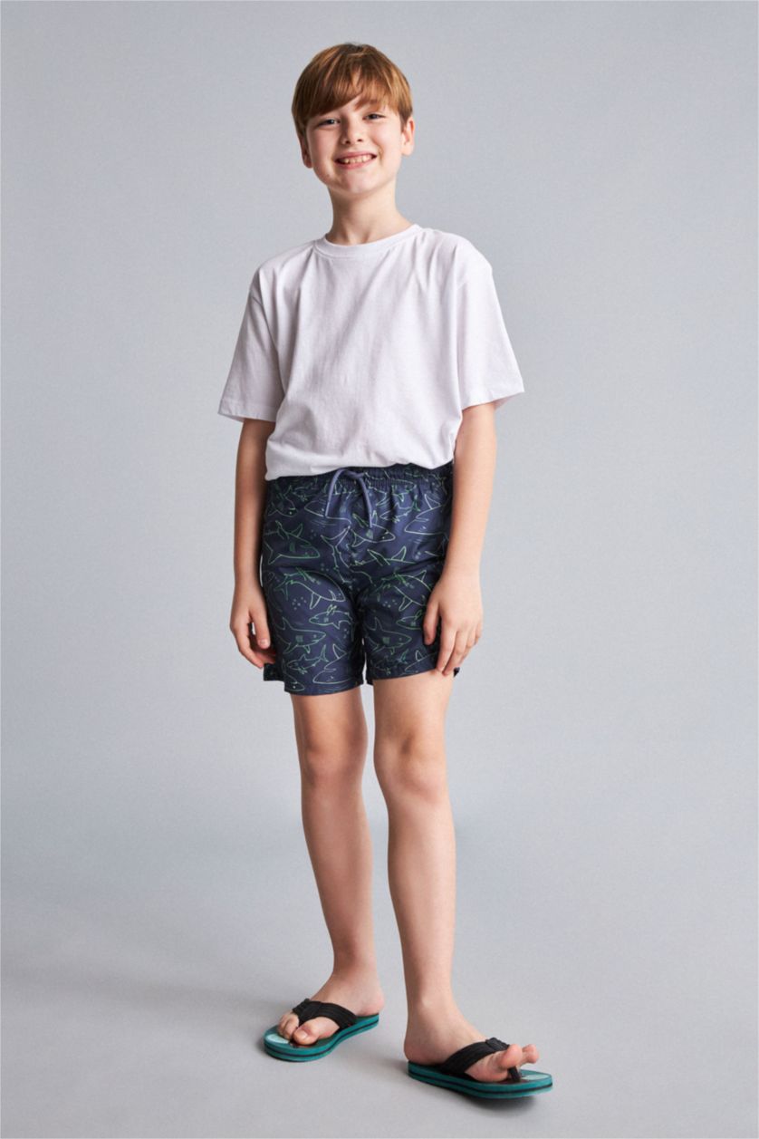 Young Boys - Teen Boys NAVY Boy Regular Fit Printed Swim Shorts