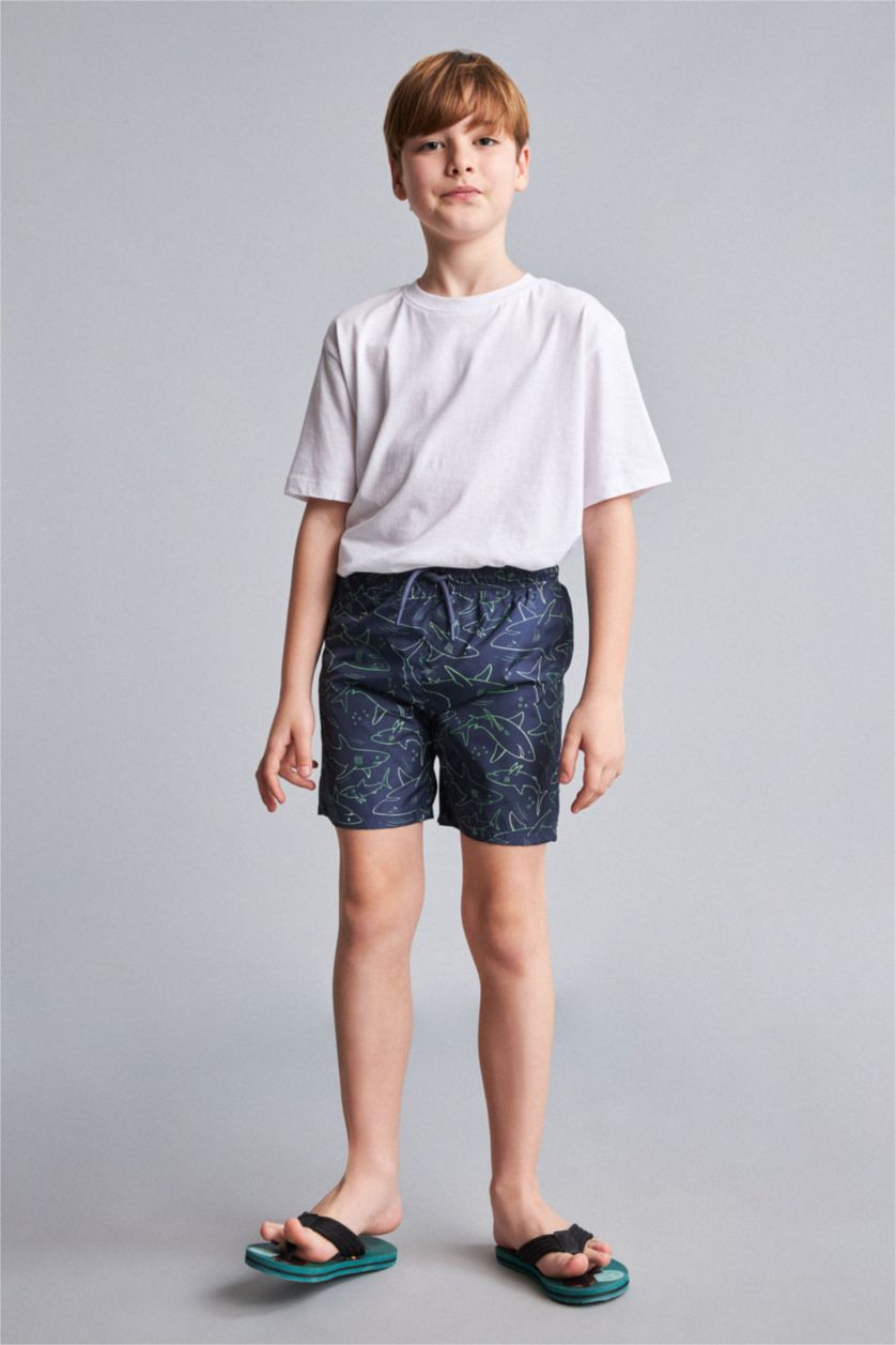 Young Boys - Teen Boys NAVY Boy Regular Fit Printed Swim Shorts