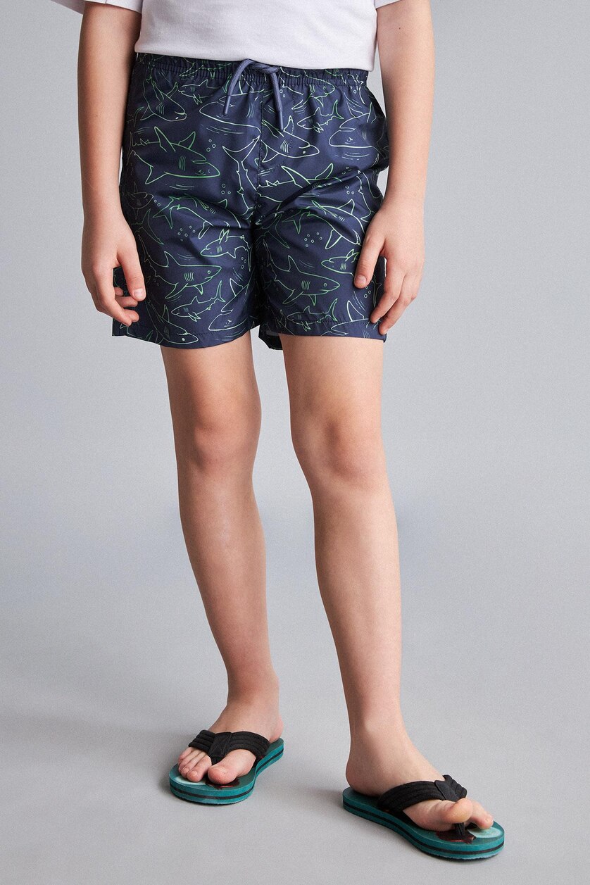 Young Boys - Teen Boys NAVY Boy Regular Fit Printed Swim Shorts
