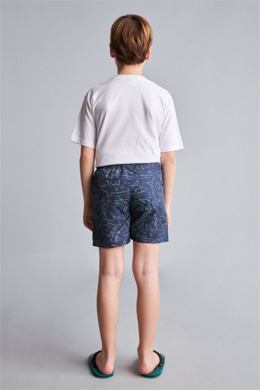 Young Boys - Teen Boys NAVY Boy Regular Fit Printed Swim Shorts