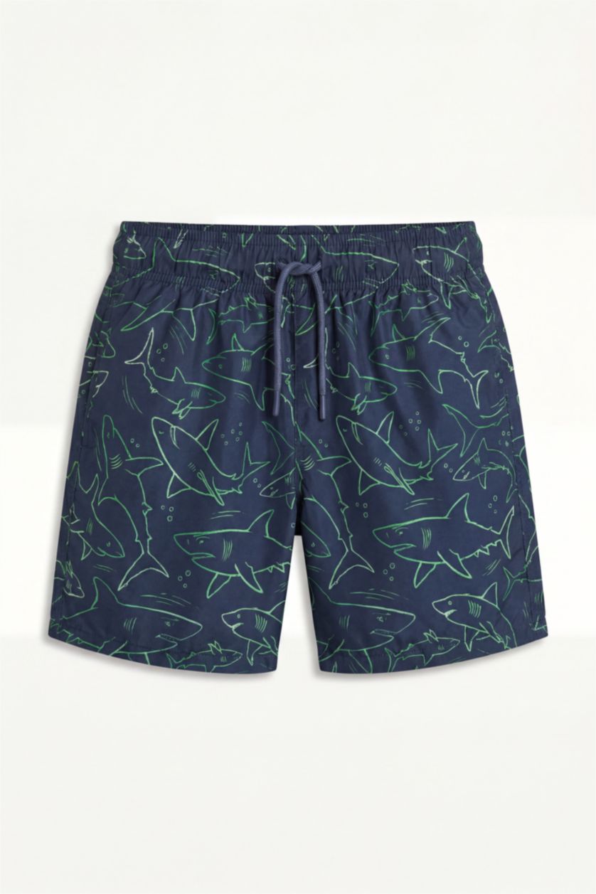 BOYS & TEENS NAVY شورت بحر ولادي بطبعة سمك