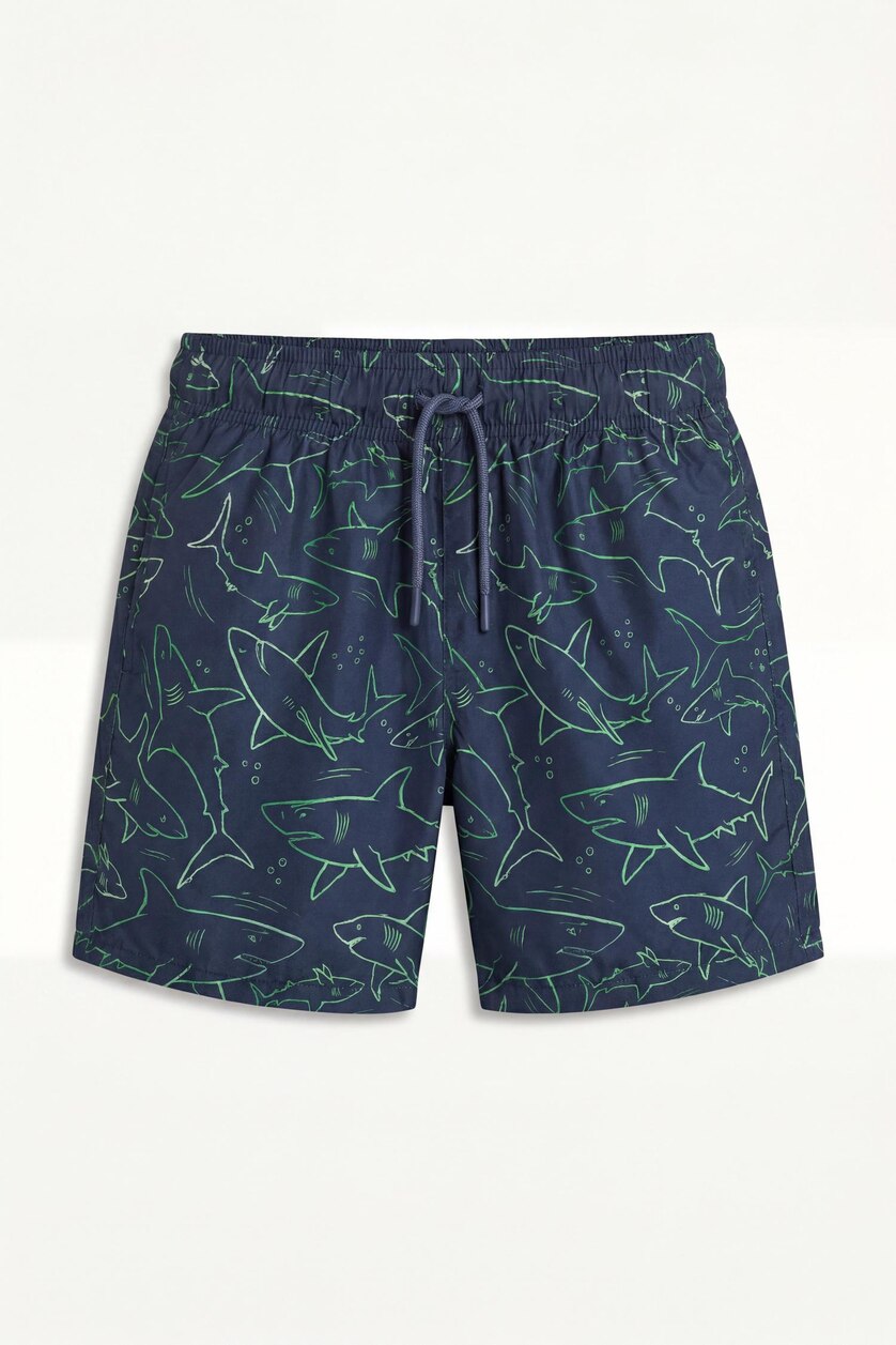 Young Boys - Teen Boys NAVY Boy Regular Fit Printed Swim Shorts