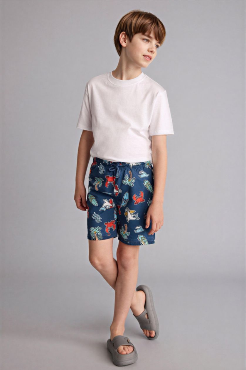 Erkek Çocuk - Genç Erkek İndigo Deniz Şortu Erkek Çocuk