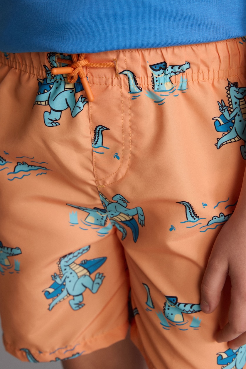 BOYS & TEENS Orange Boy Regular Fit Printed Swim Shorts