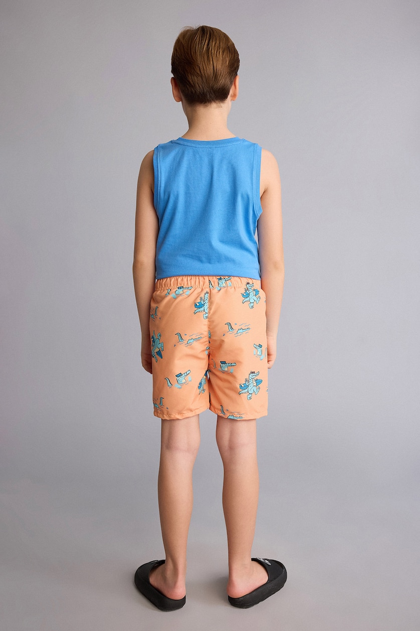 BOYS & TEENS Orange Boy Regular Fit Printed Swim Shorts