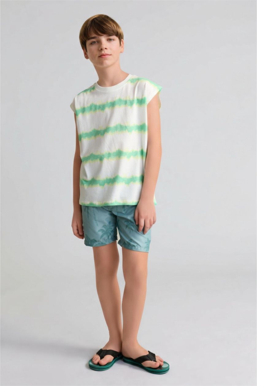 Young Boys - Teen Boys Green Boy Regular Fit Printed Swim Shorts