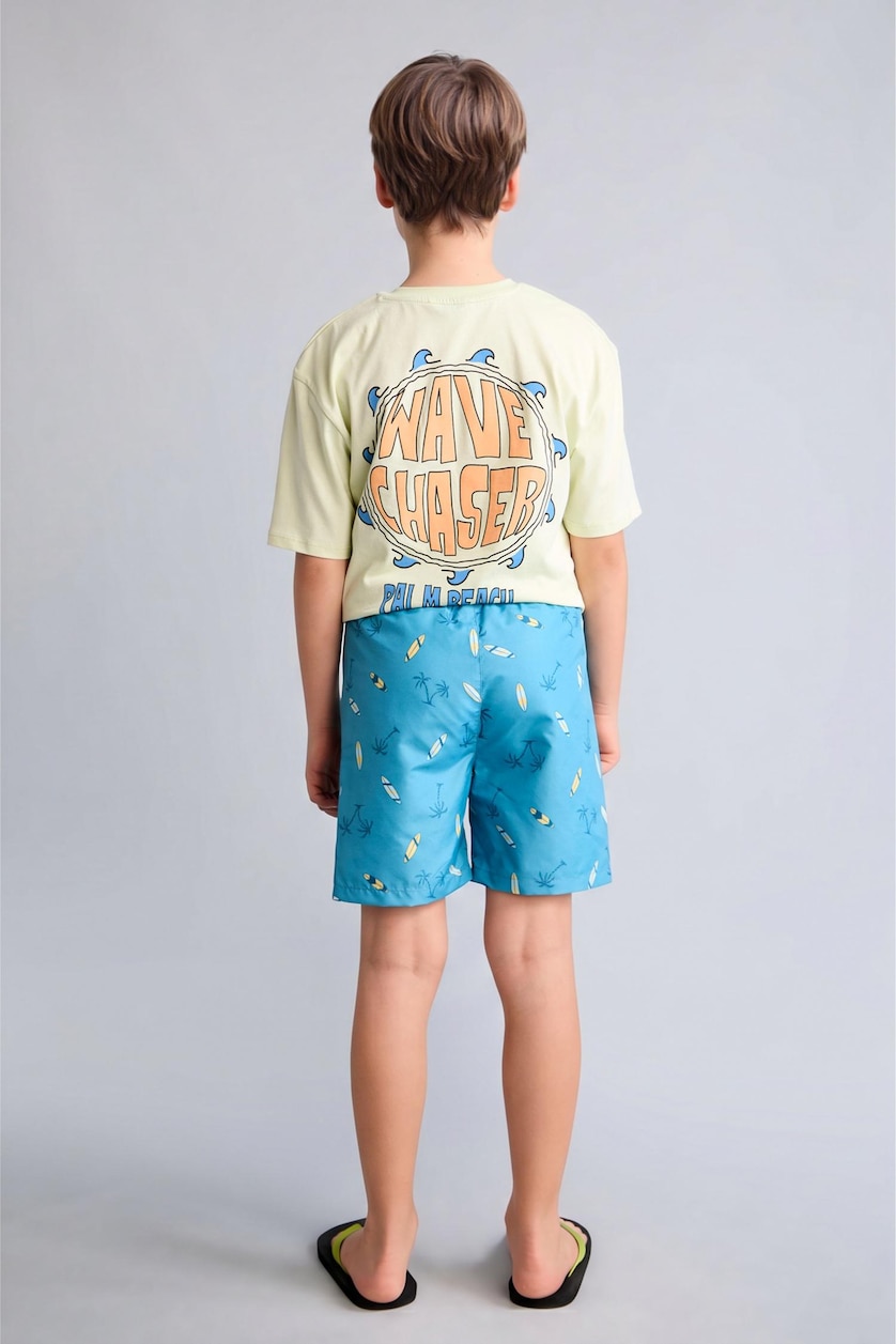 BOYS & TEENS Blue Boy Regular Fit Printed Swim Shorts