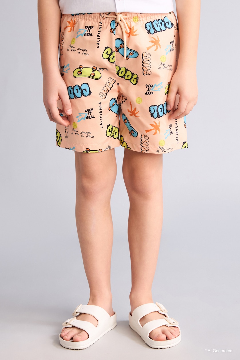 BOYS & TEENS Salmon Boy Regular Fit Printed Swim Shorts