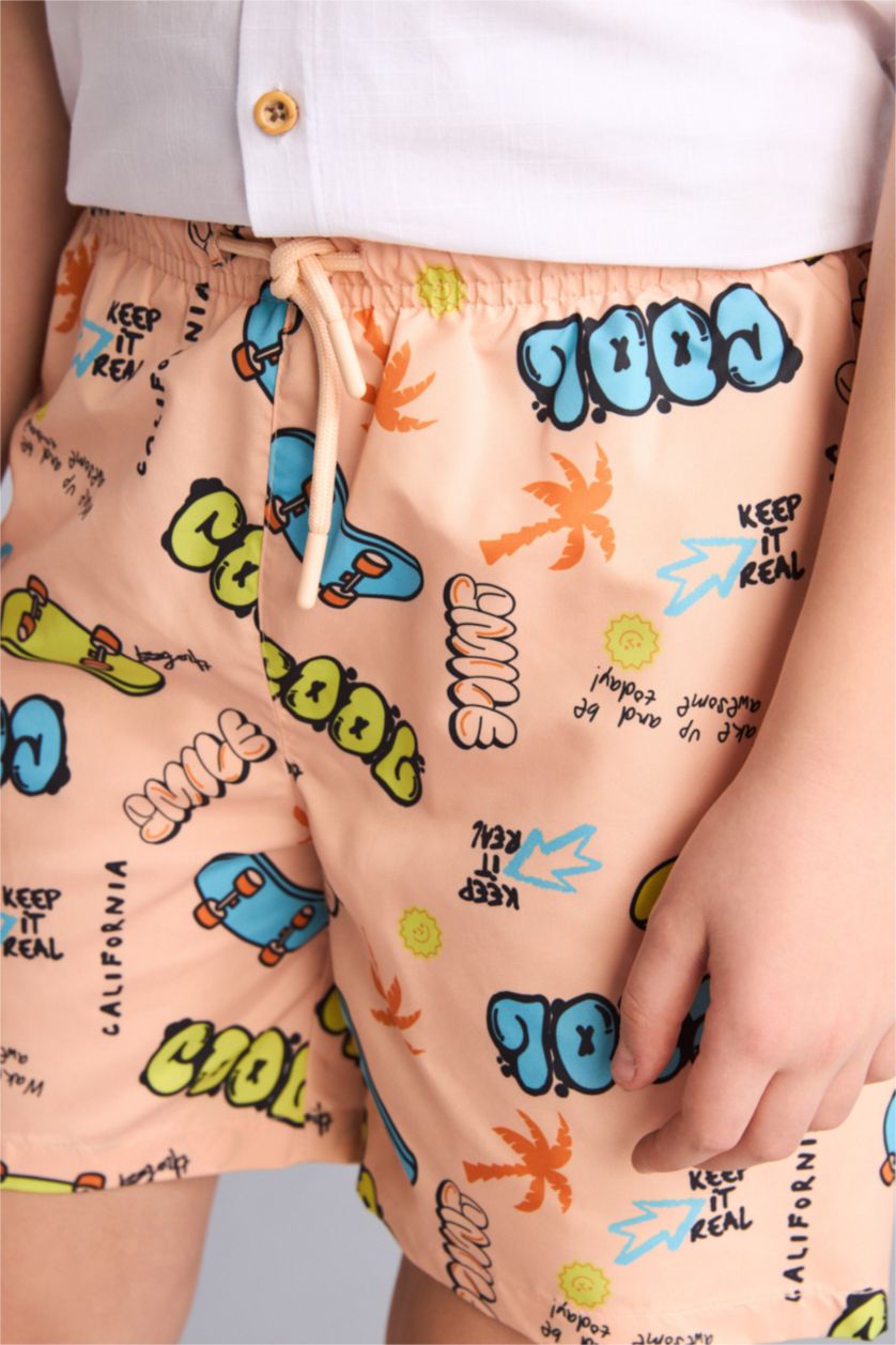 Boys & Teens Salmon Boy Regular Fit Printed Swim Shorts