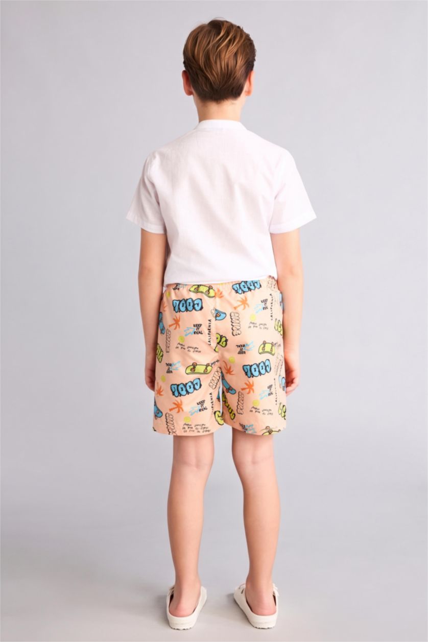 Boys & Teens Salmon Boy Regular Fit Printed Swim Shorts