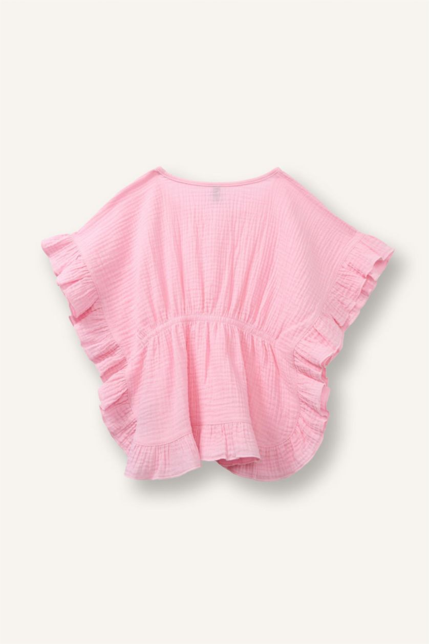 Kız Bebek Pembe Müslin Fırfırlı Kaftan Kız Bebek