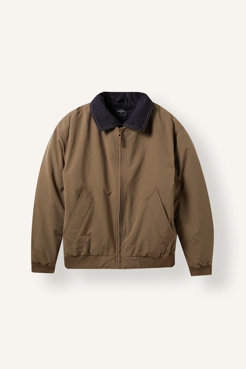 رجال كاكي Regular Fit Zip-Up Jacket