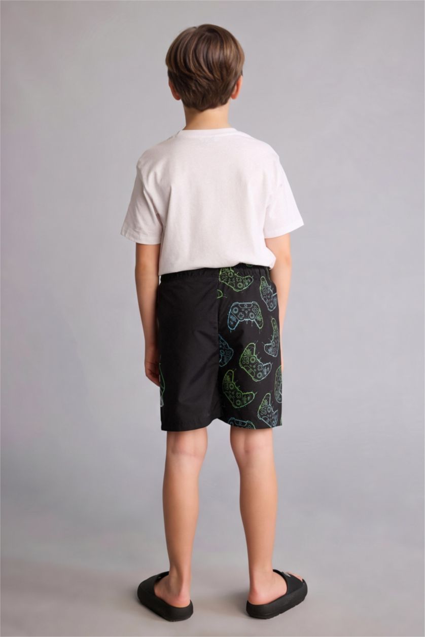 أولاد أسود شورت بحر ولادي مطبوع