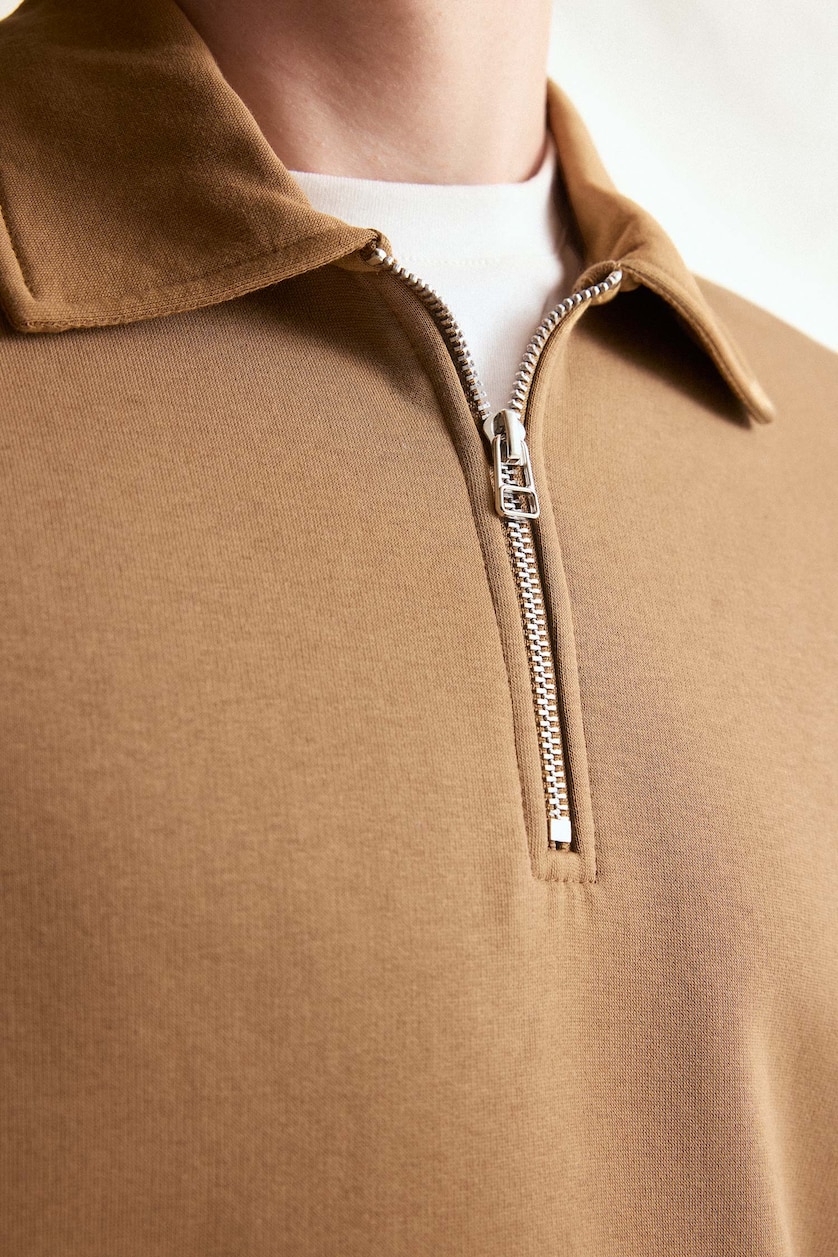 MESHKUJ Dark Vison Regular Fit Thick Polo Collar Sweatshirt