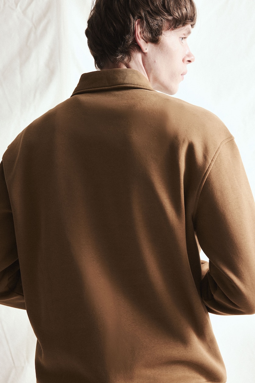 MESHKUJ Dark Vison Regular Fit Thick Polo Collar Sweatshirt
