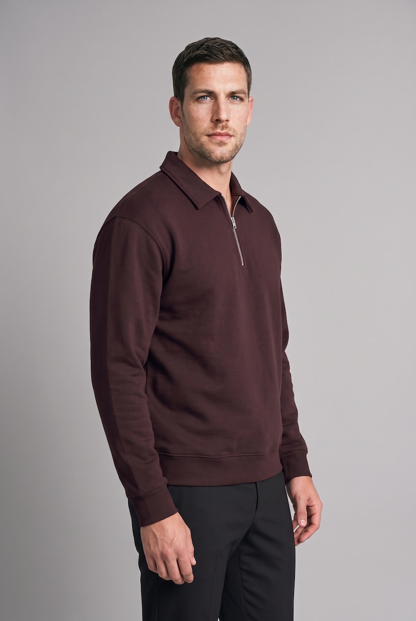 MAN Brown Cotton Regular Fit Heavyweight Sweatshirt