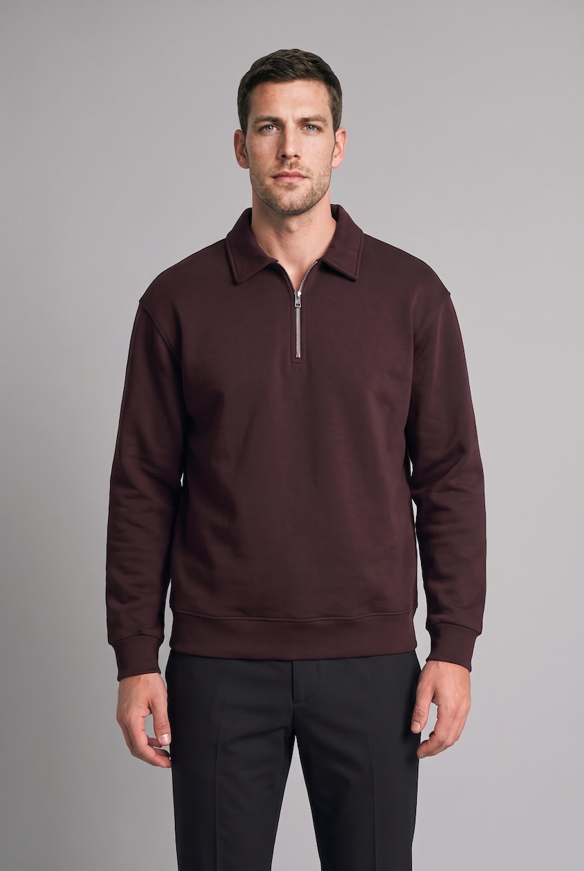 MAN Brown Cotton Regular Fit Heavyweight Sweatshirt