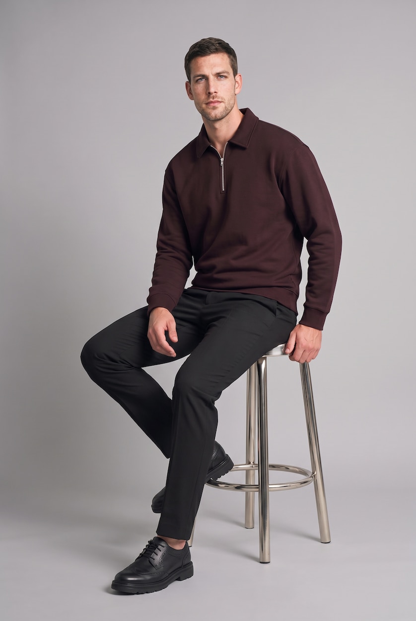 MAN Brown Cotton Regular Fit Heavyweight Sweatshirt