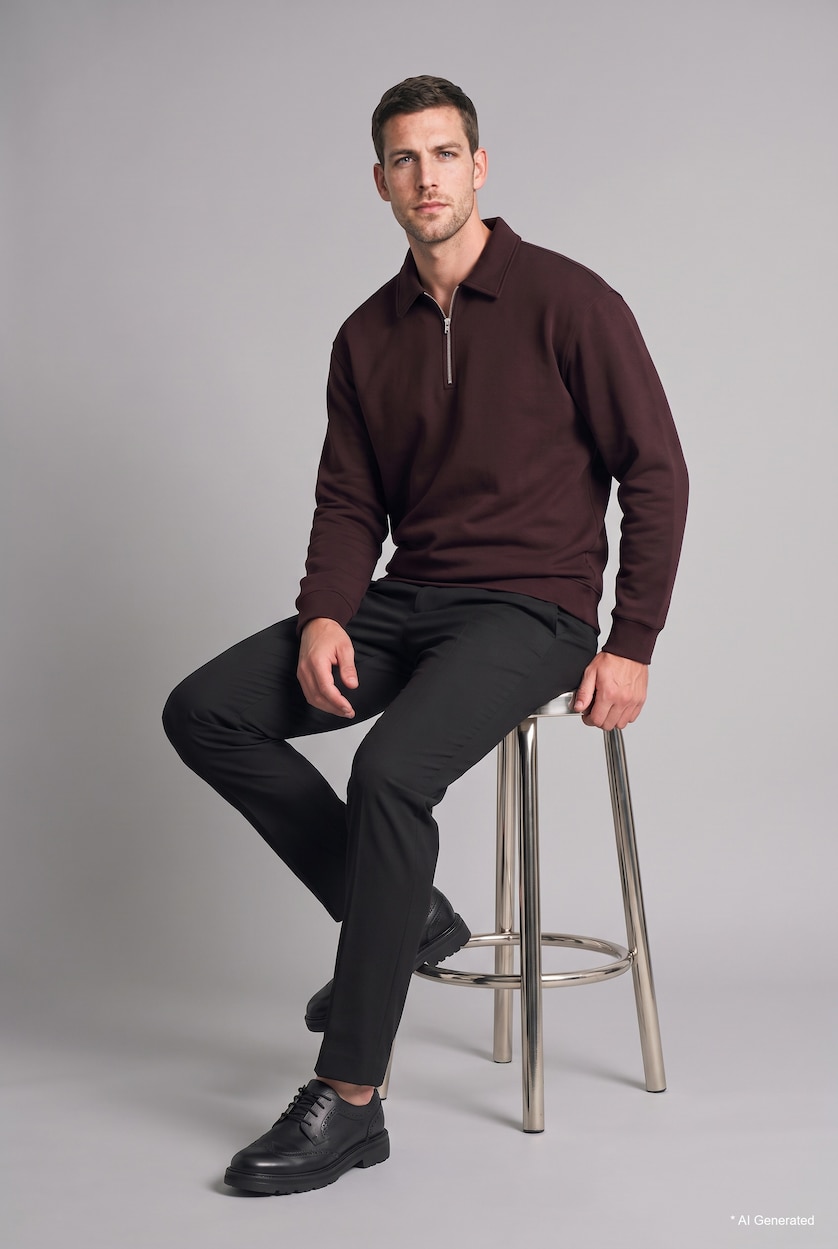 Men Brown Cotton Regular Fit Heavyweight Sweatshirt