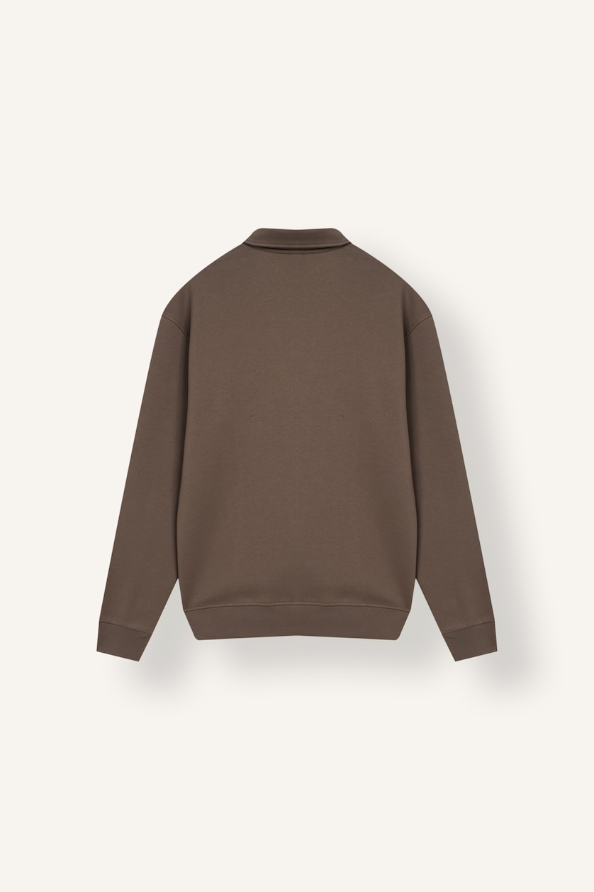 HOMME Marron Clair Sweatshirt épais à col polo Coupe régulière