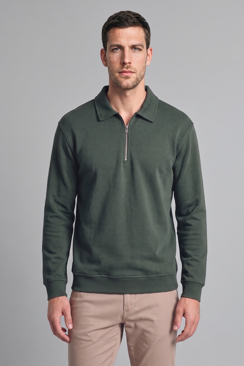 Man Dark Green Regular Fit Thick Sweatshirt Fabric Sweatshirt