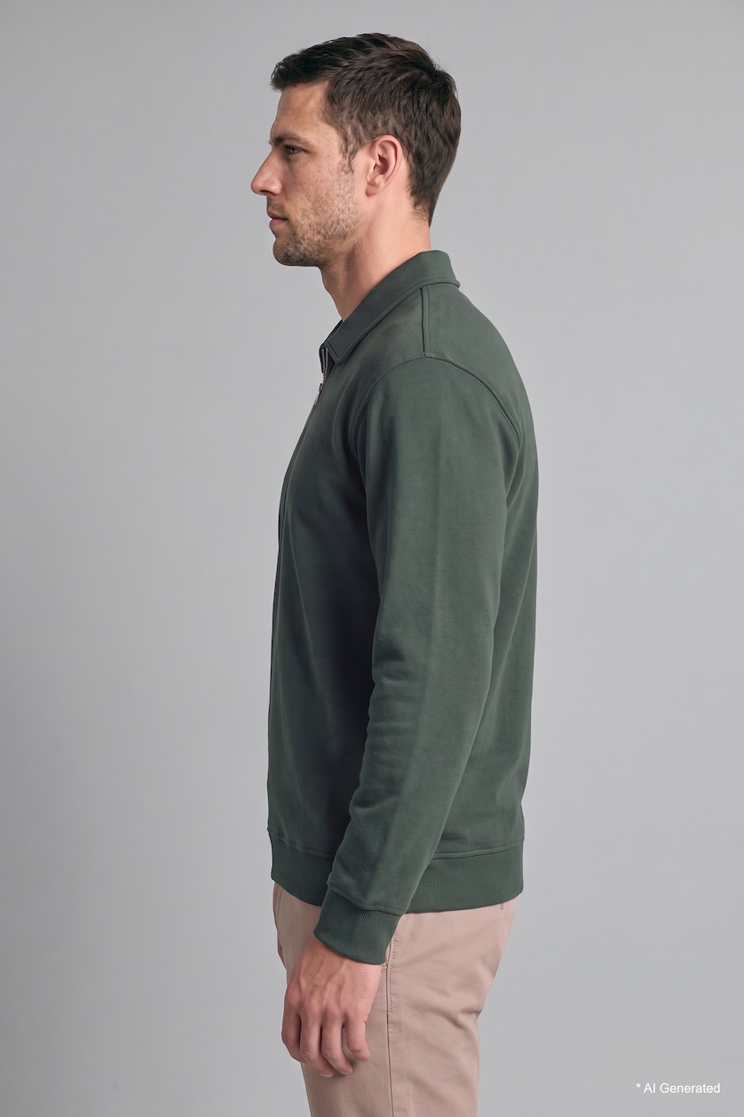 Man Dark Green Regular Fit Thick Sweatshirt Fabric Sweatshirt