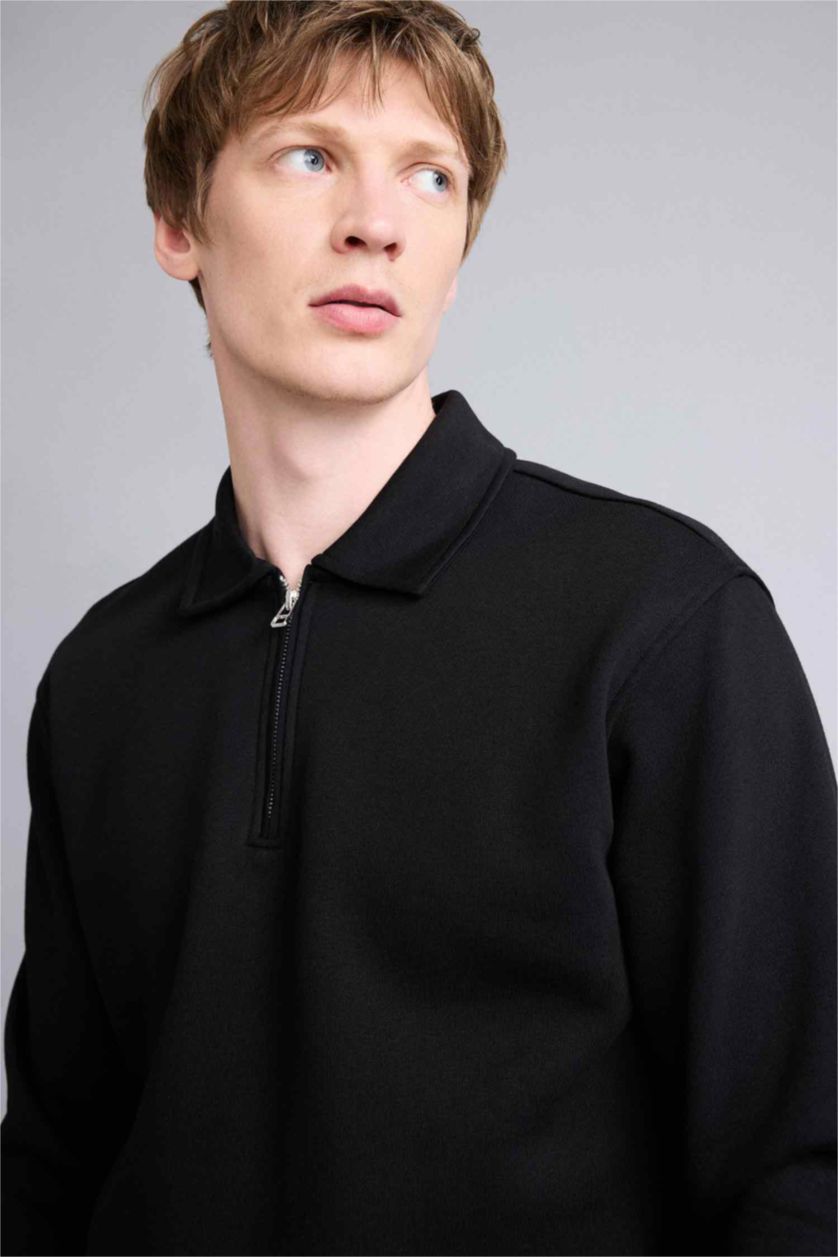 Erkek Siyah Kalın Kumaş Sweatshirt