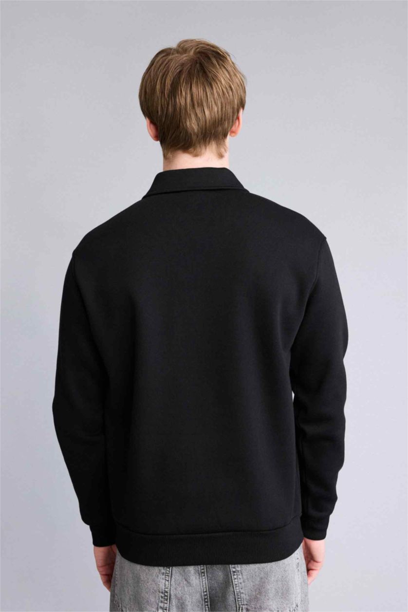 Erkek Siyah Kalın Kumaş Sweatshirt