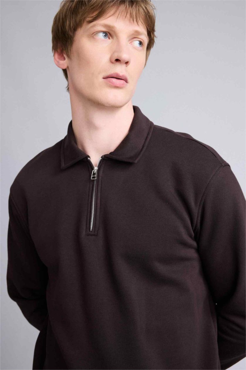 Erkek Kahve Kalın Kumaş Sweatshirt