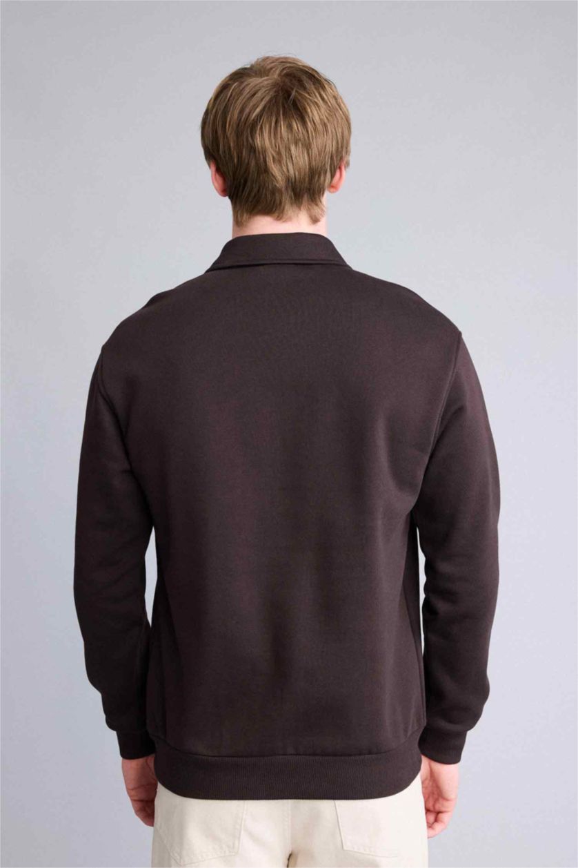 Erkek Kahve Kalın Kumaş Sweatshirt