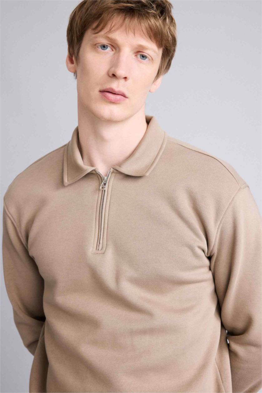 Erkek Meşe Yeşili Kalın Kumaş Sweatshirt