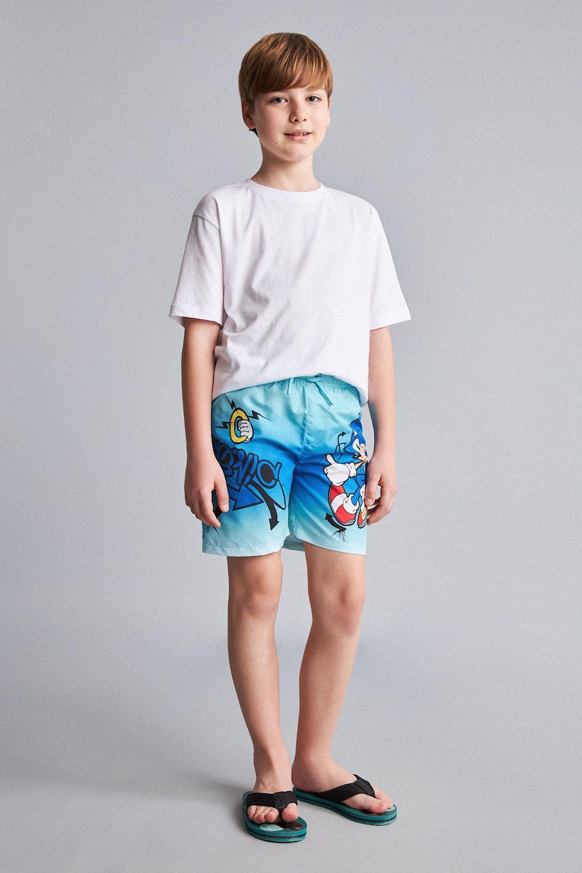 Young Boys - Teen Boys Turquoise Boy Regular Fit Printed Swim Shorts