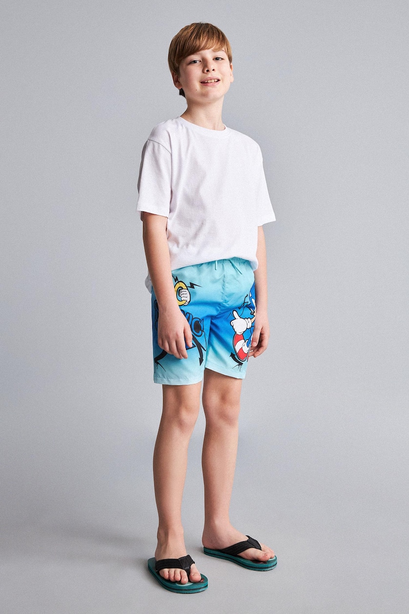 Young Boys - Teen Boys Turquoise Boy Regular Fit Printed Swim Shorts