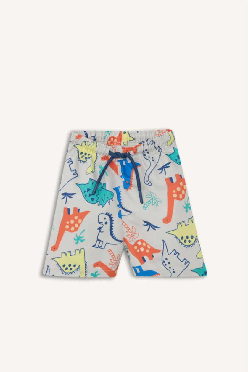 Erkek Bebek Bej Desenli Deniz Şortu Erkek Bebek