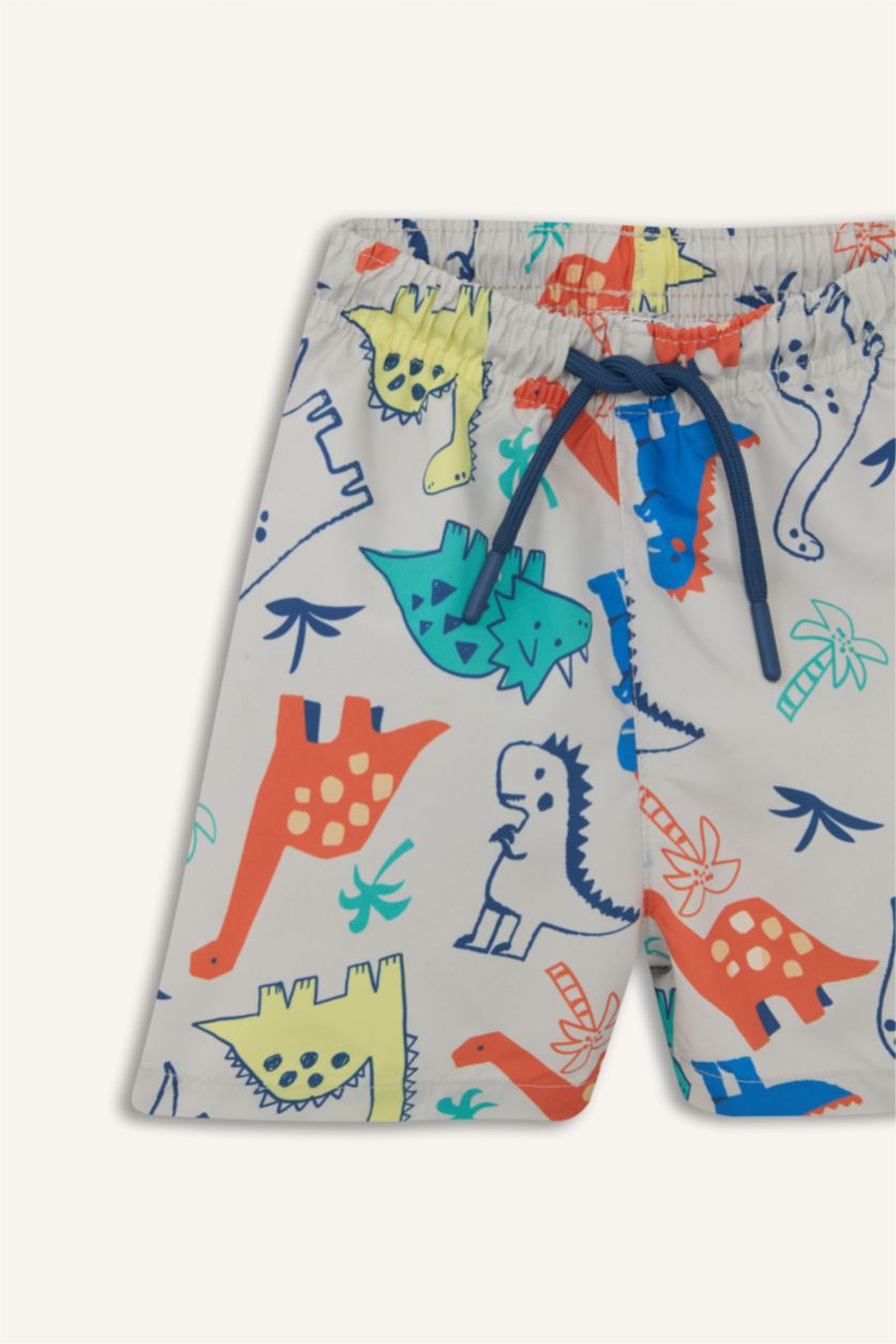 Erkek Bebek Bej Desenli Deniz Şortu Erkek Bebek