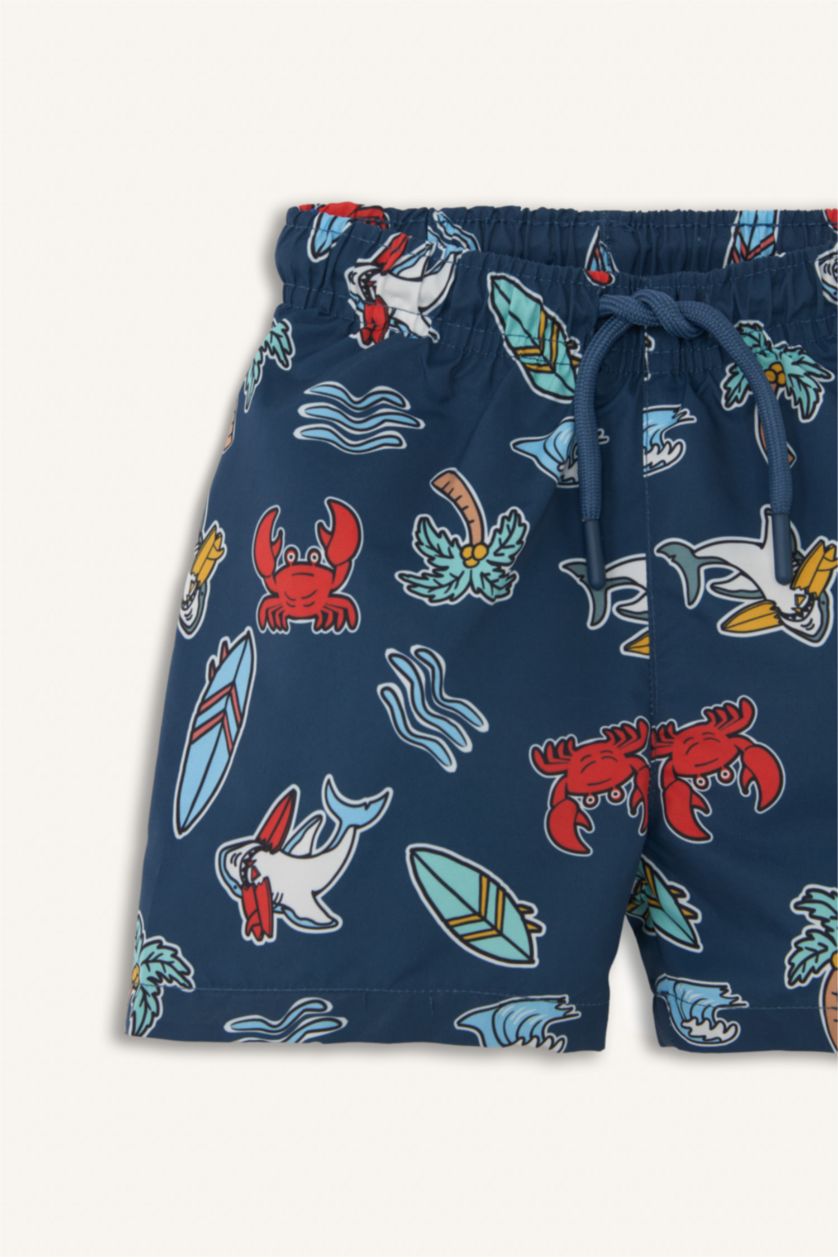 Erkek Bebek İndigo Desenli Deniz Şortu Erkek Bebek