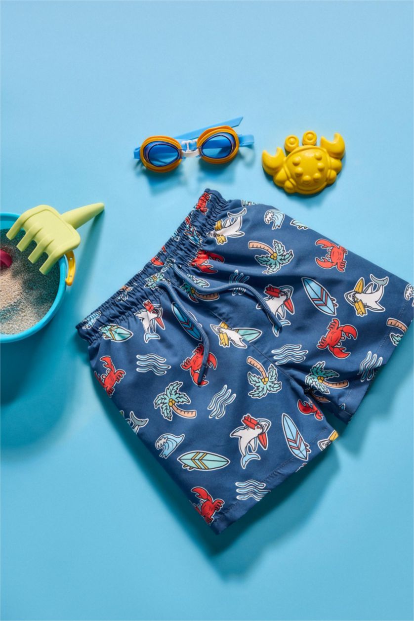 Baby Boys Indigo Baby Boy Regular Fit Printed Swim Shorts