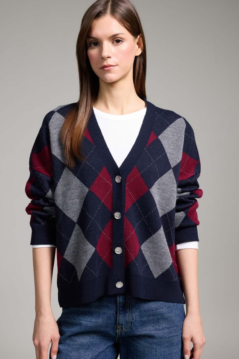 Woman NAVY Regular Fit V-Neck Cardigan