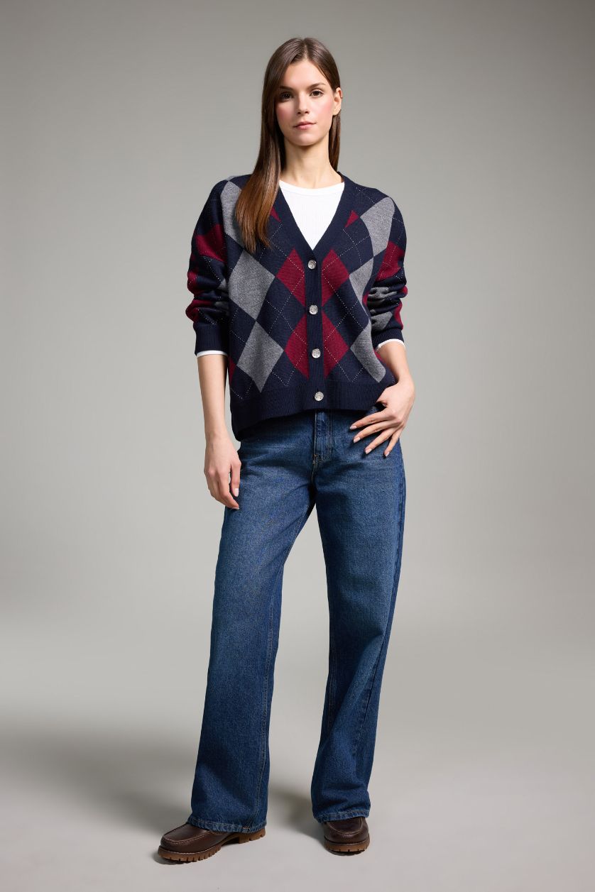 Woman NAVY Regular Fit V-Neck Cardigan