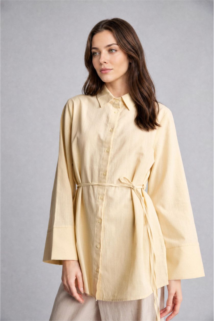 Women Beige Regular Fit Long Sleeve Tunic