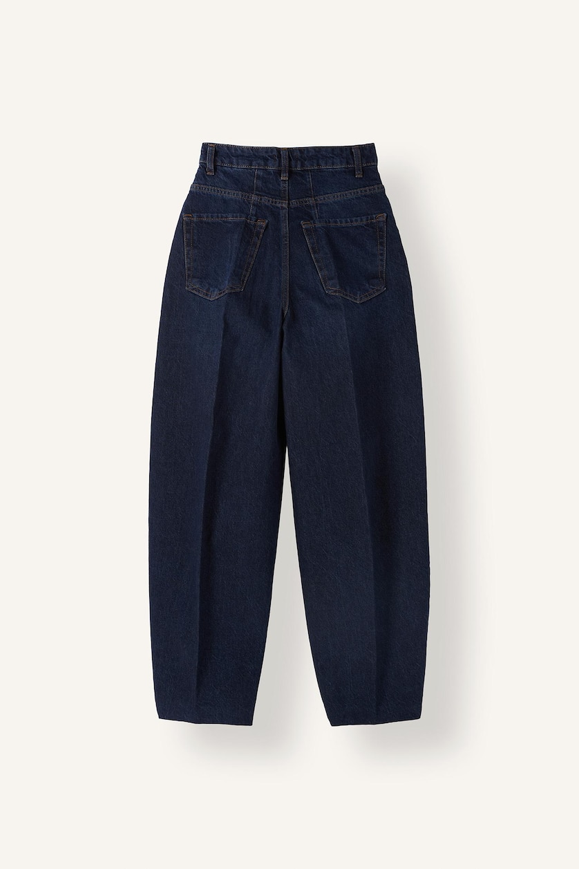 Woman Blue Black Denim High Waist Trousers