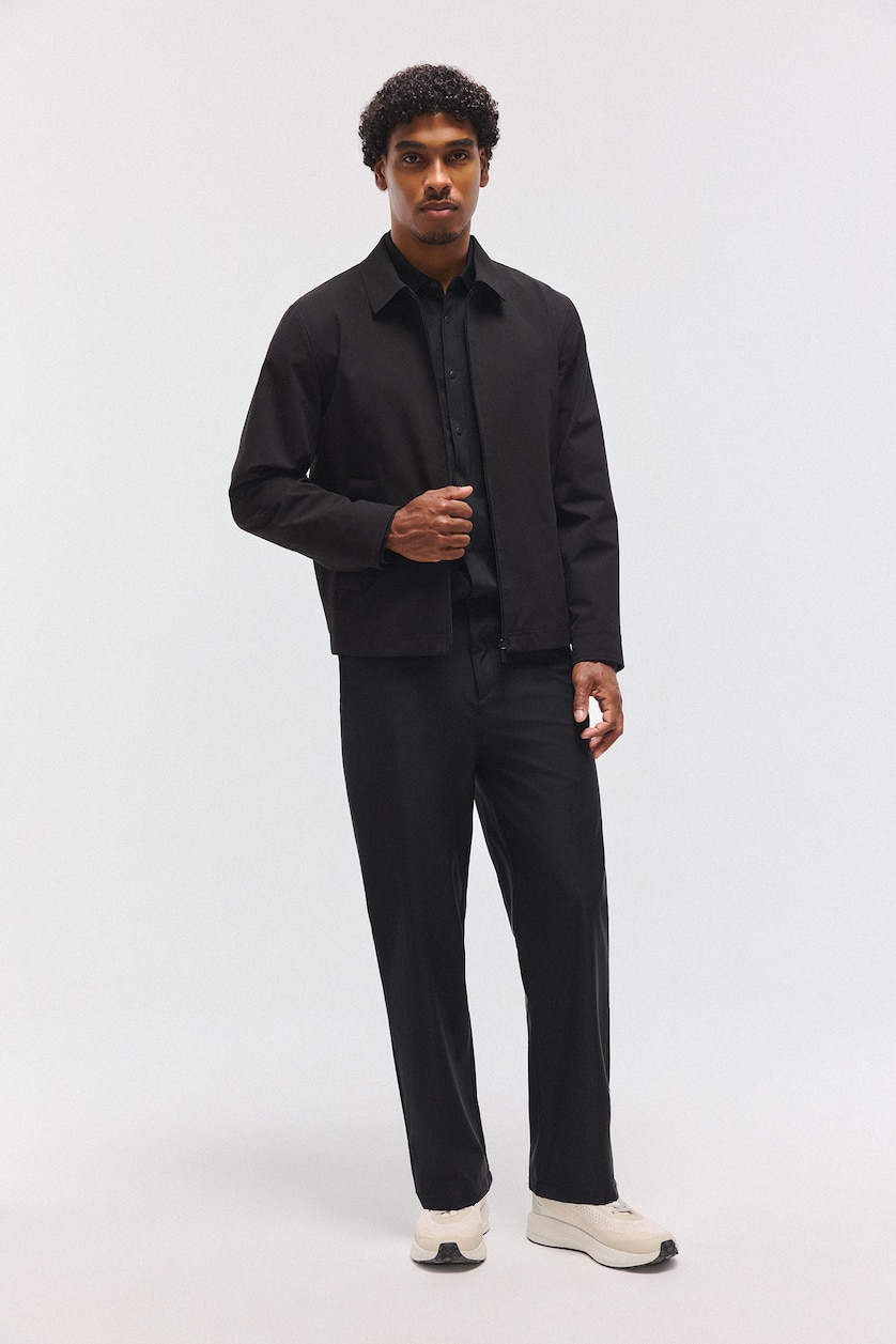MAN Black Water-Repellent Slim Fit Zip-Up Jacket