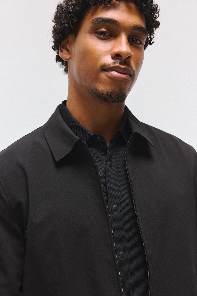 MAN Black Water-Repellent Slim Fit Zip-Up Jacket
