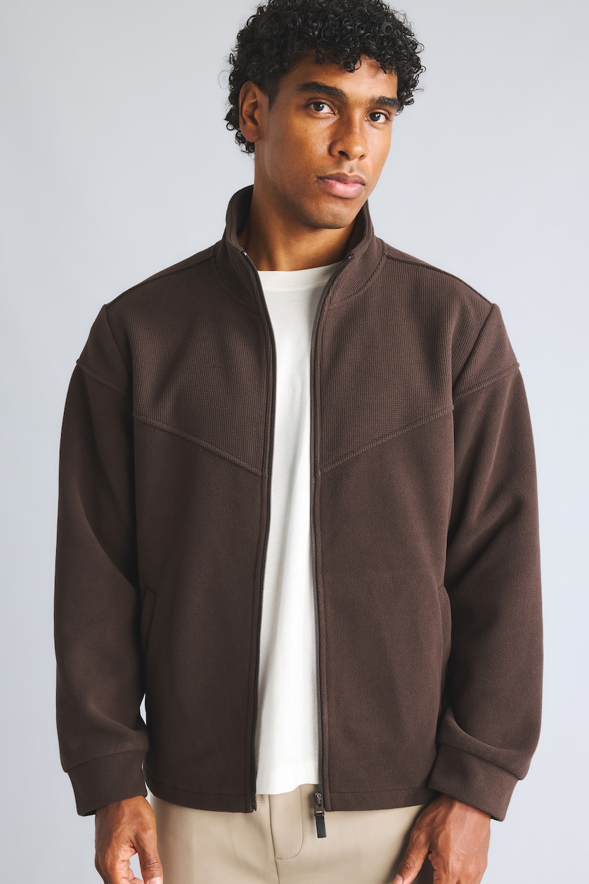 Men Brown Zipper Puffer Jacket