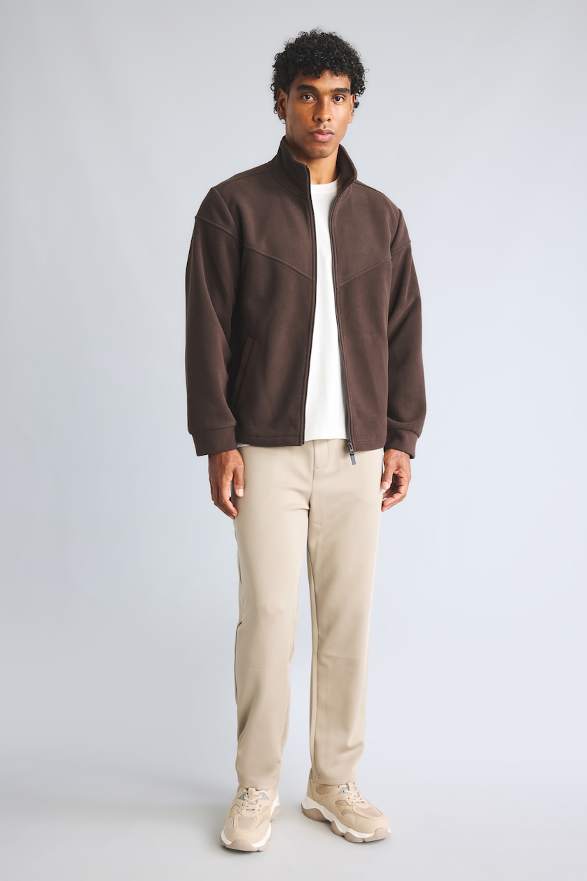 Men Brown Zipper Puffer Jacket