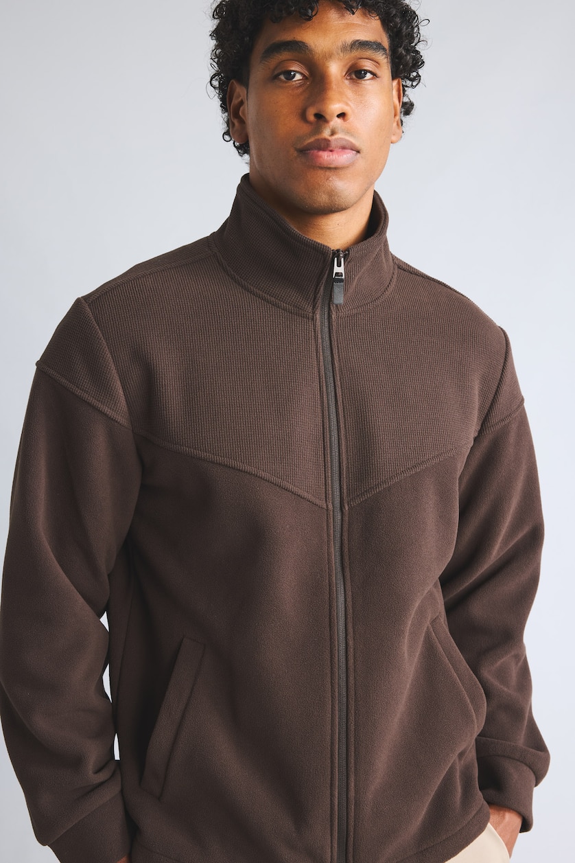 Men Brown Zipper Puffer Jacket
