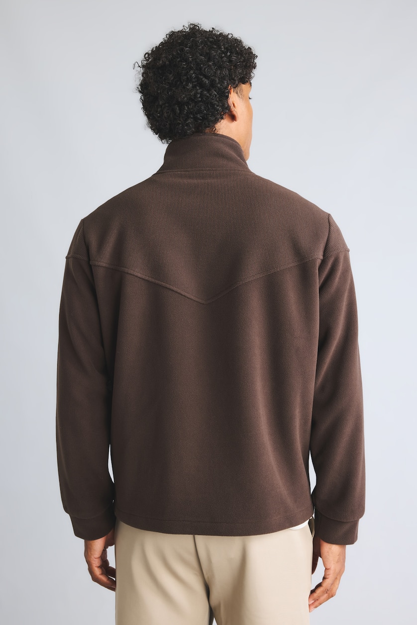 Men Brown Zipper Puffer Jacket