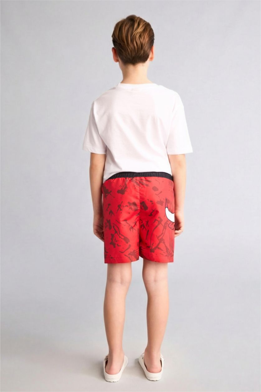 Erkek Çocuk - Genç Erkek Kırmızı NBA Deniz Şortu Erkek Çocuk