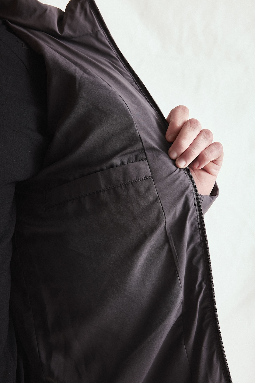 MESHKUJ Anthracite Slim Fit Stand Collar Quilted Puffer Jacket