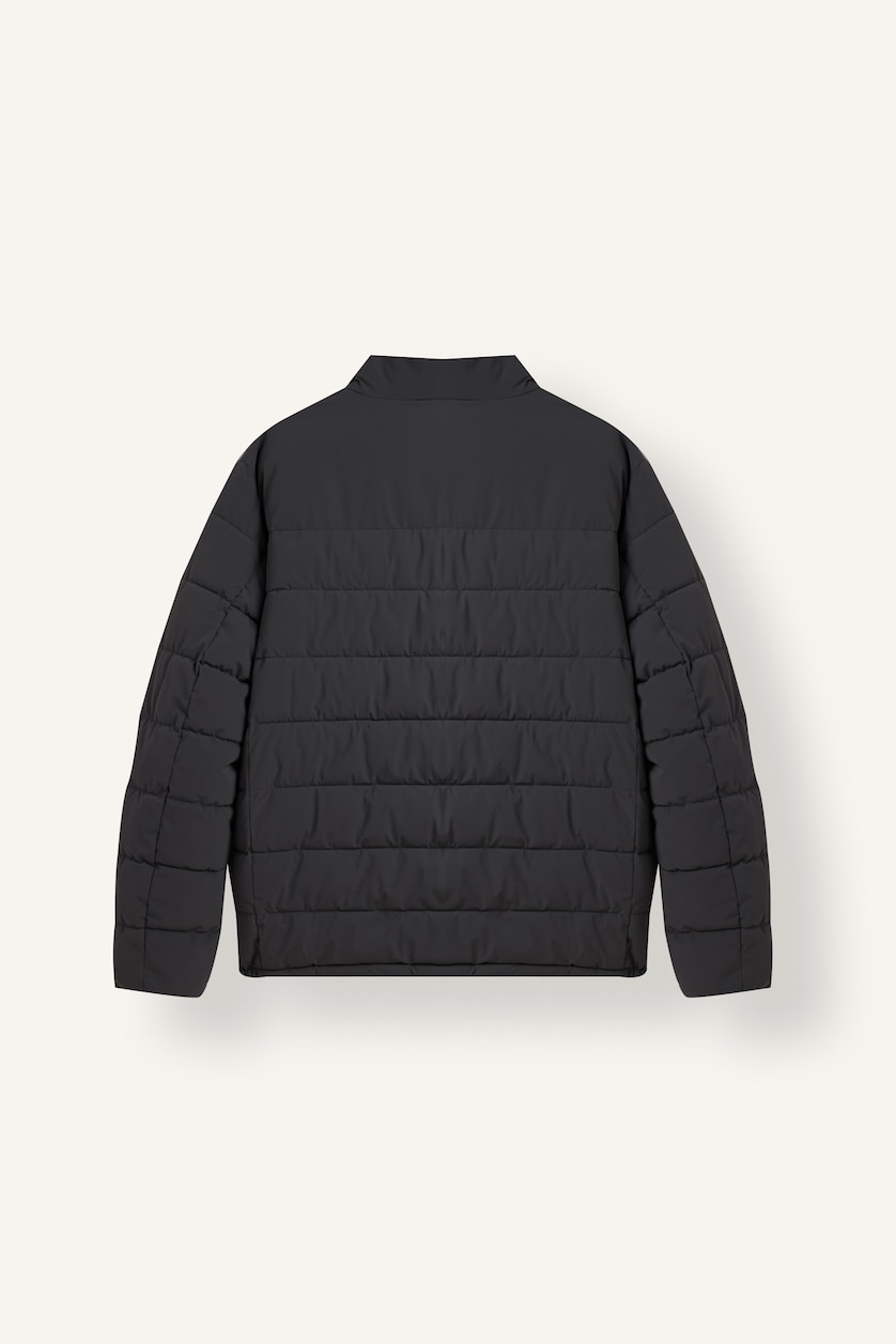 MESHKUJ Anthracite Slim Fit Stand Collar Quilted Puffer Jacket